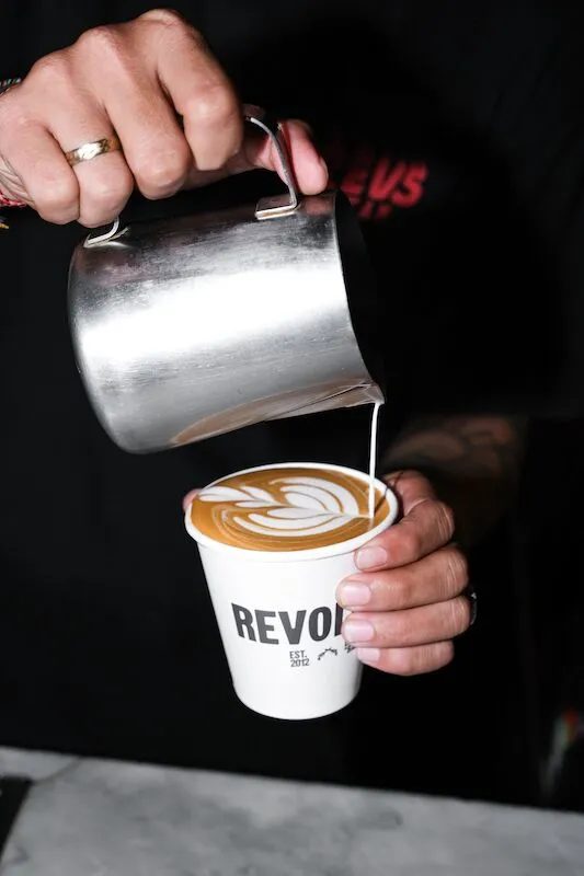 A coffee being poured at Revolver