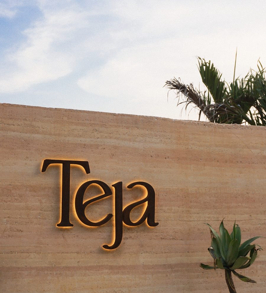 The Teja sign at the entrance
